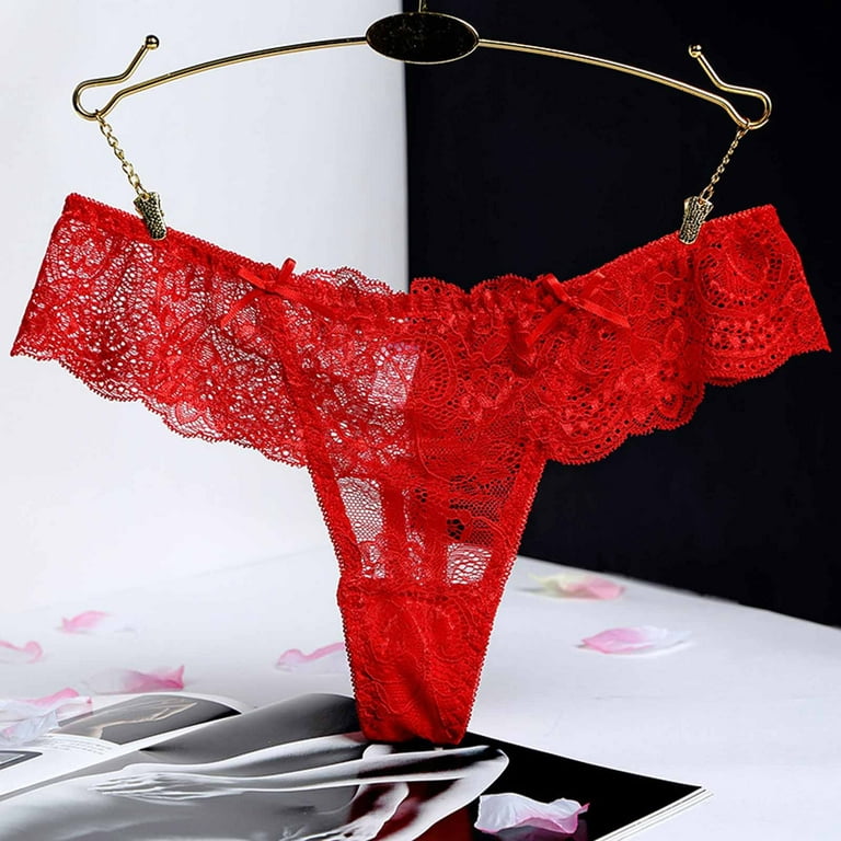 Women Underwear Briefs G String Lace Super Thin Hollow Thongs RD Panties