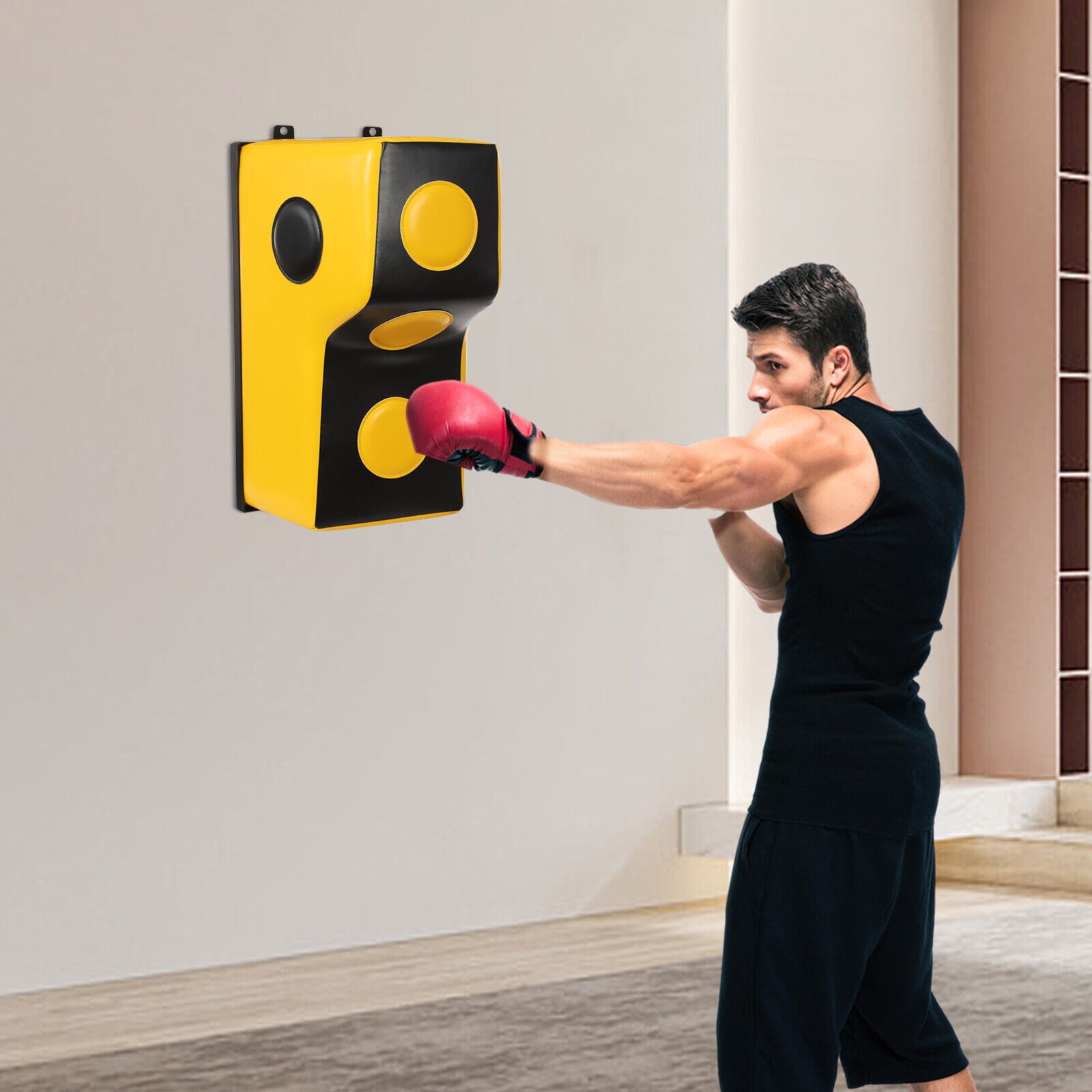 Yellow Wall Mount Punching Bag - Space-Saving Boxing Training Equipment for Hooks, Uppercuts, Straight Combinations - Uppercut Training Punching Target - 880lbs Bear Force