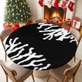 thumbnail image 5 of Round Tablecloth Nautical Coastal Elastic Edge Fitted Ocean Coral Print Plastic Table Cover,Waterproof Oil Proof for Dinner,Outdoor, Picnic, 36" - 44"&nbsp; DIA Tables Black White, 5 of 9