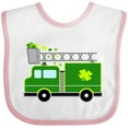 thumbnail image 3 of Inktastic St. Patricks Day Fire Truck in Green with Shamrocks Boys or Girls Baby Bib, 3 of 4