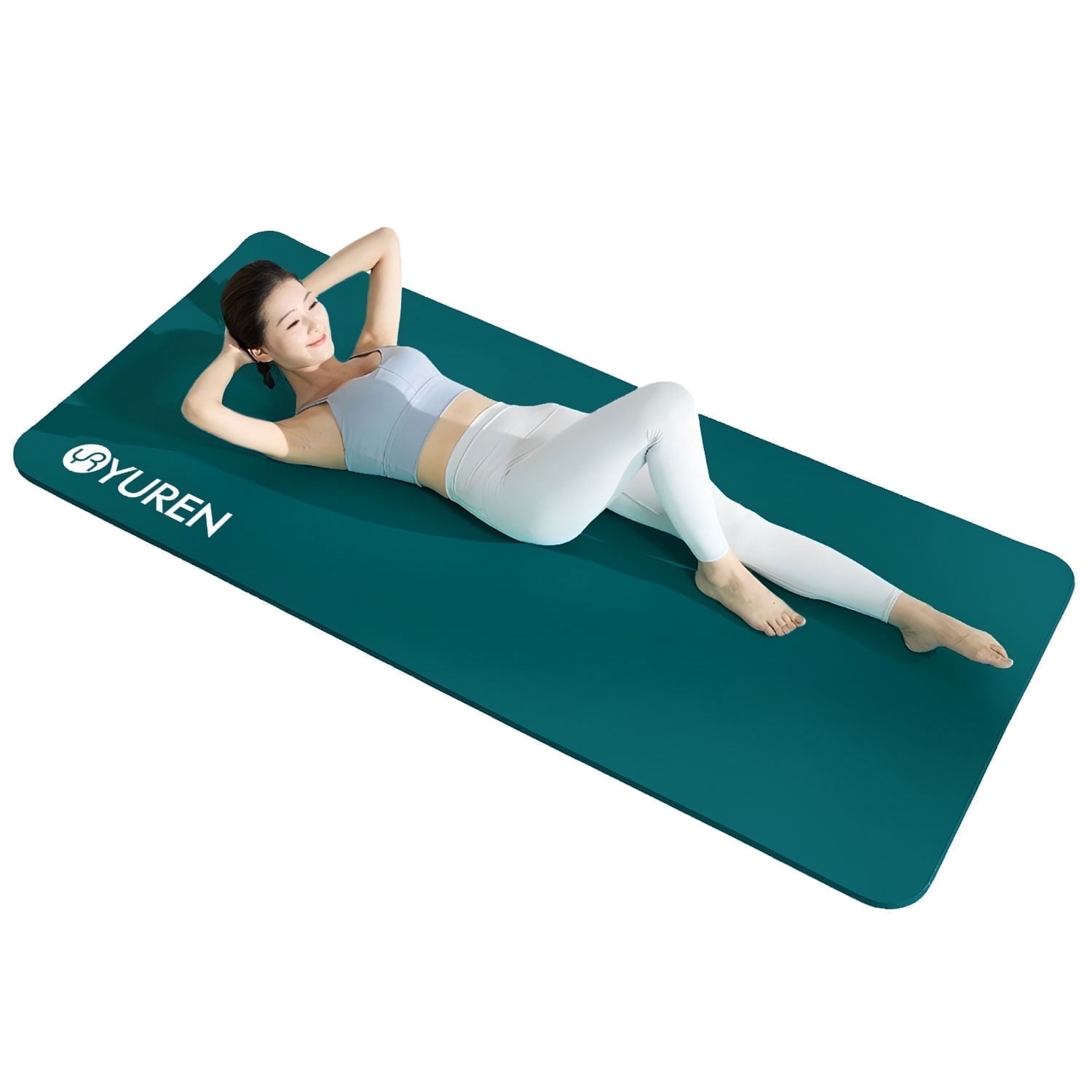 YR Thick Yoga Mat 15mm NBR 78"x35" Wide Exercise Workout Mats for Home Gym Floor Fitness Pad, Green