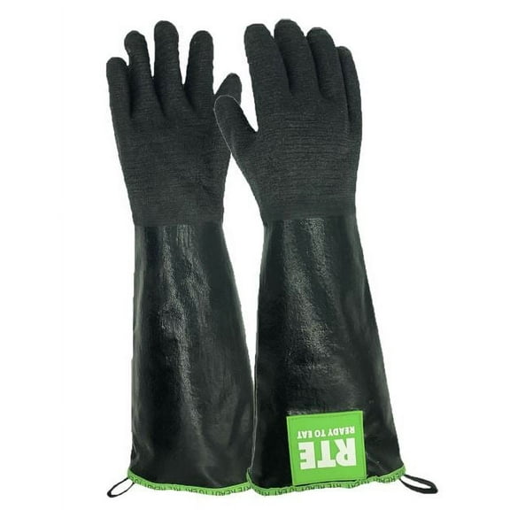 Oil Shield® RTE (Ready to Eat), 18" High Temperature, 100% Neoprene Glove, 450 Degree Temp Rating, Anti-Microbial Liner, Food Service Safety, Size Large, Sold by Pair, Black