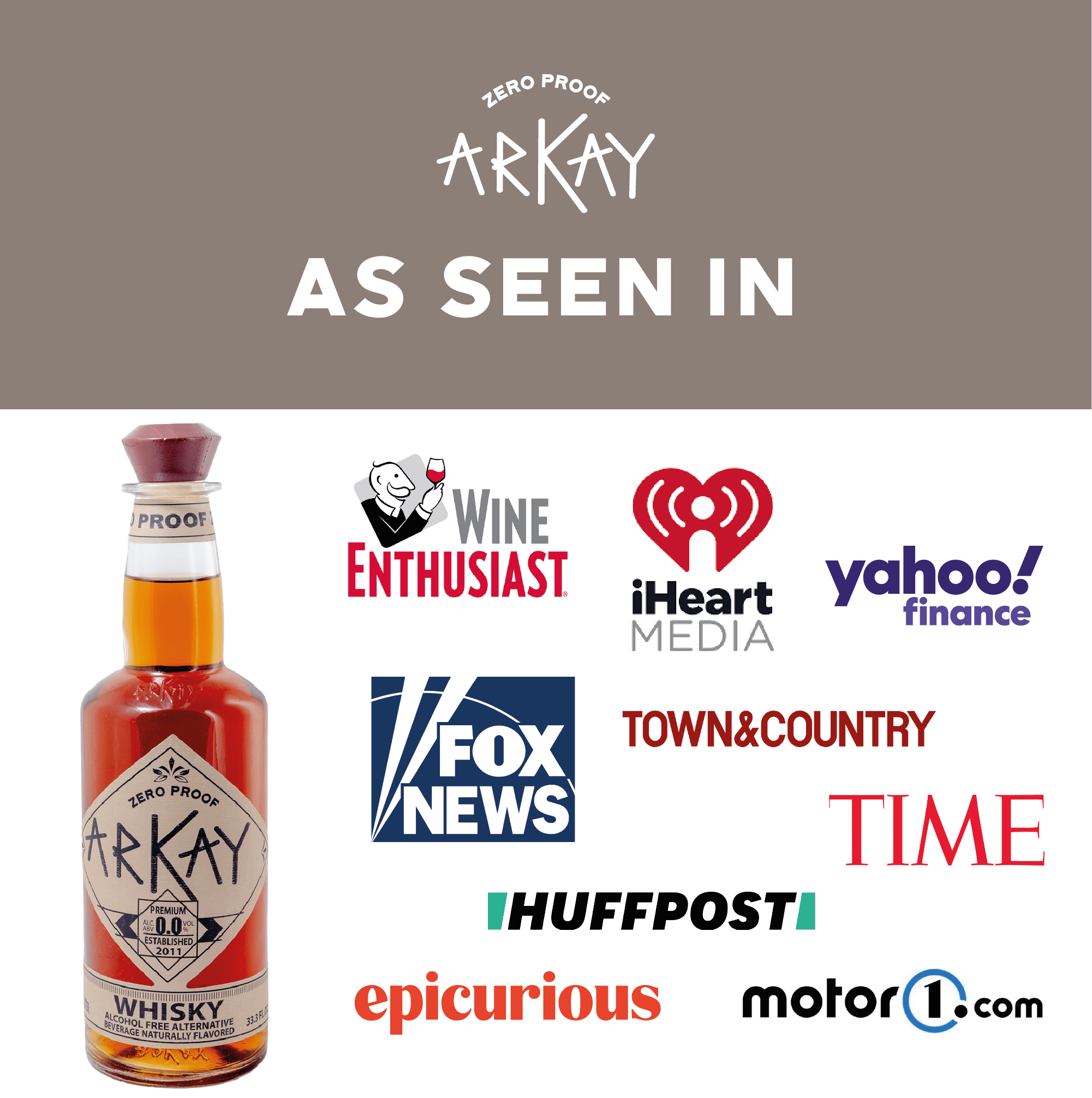 ARKAY | Whisky Zero Proof | Premium Alcohol-Free Alternative | 33.3 fl oz (1L) | Zero Calories & Sugar