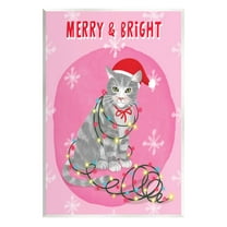 Stupell Industries Merry & Bright Christmas Cat Lights Graphic Art Unframed Art Print Wall Art, Design by Be Ni La