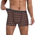 thumbnail image 2 of Salouo Brown Gold Grid Print Men's Boxer Briefs,Breathable Underwear Elastic Waistband Briefs for Men -Small, 2 of 8