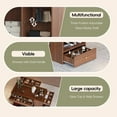thumbnail image 5 of Closet Island with 6 Drawers and Glass Display Top, Walnut Wardrobe Armoire Bedroom Island with Open Shelves, Jewelry Storage Vanity for Walk-in Closet, Living Room, Office, 47.3"L x 23.6"W x 33.4"H, 5 of 7