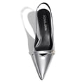 thumbnail image 3 of Women Kitten Heels Slingback Low Heel Pumps Dress Shoes for Women Closed Pointed Toe Pearl Heels for Work Wedding Bridal, 3 of 7