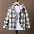 thumbnail image 2 of UngA Baby Boy Flannel Boys Flannel Shirts Kids Button Down Plaid Shirt Casual Long Sleeve Shirt Tops Boys and Girls Fall Plaid Jacket Grey,11-12 Years, 2 of 2
