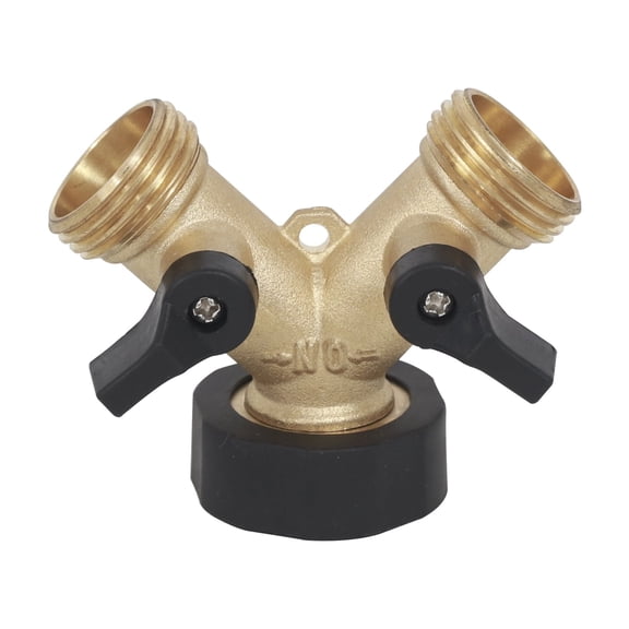 Strongway Metal 2-Way Hose Connector with Built-In Shutoff Valves, 3/4in. Thread, Model# 202507001001