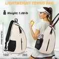 thumbnail image 5 of Tennis Racket Bag Adjustable Shoulder Strap Large Capacity Backpack for Outdoor Sports Training with Padded Compartment Lockable Zipper Mesh Pockets Water Bottle Holder White Pink Black, 5 of 9