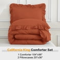 thumbnail image 7 of ANGENIA California King Comforter Sets Burnt Orange, 3 Pieces Farmhouse Shabby Chic Oversized Ruffle Bedding Comforter Sets, Soft Lightweight Microfiber Bed Set(104" x96" Comforter & 2 Pillowcases), 7 of 7