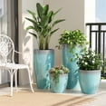 thumbnail image 6 of FIASON 4 Pack Large Plastic 24/21/12/10" H Sky-Blue peckled Tall Planters,Tall Plant Pots for Outdoor Indoor with Shelf Inset,Large Flower Pot with Drainage Holes for Front Porch Patio, 6 of 8