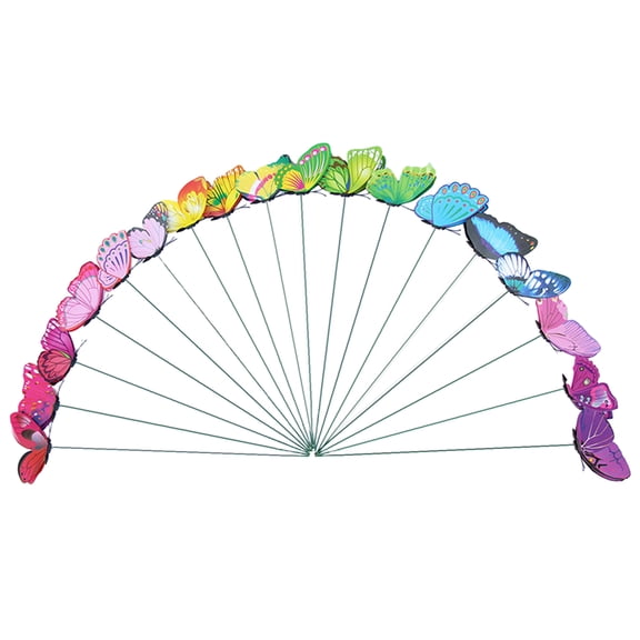 Artificial Butterfly Stems,24Pc Multicolor 3D Butterfly Picks with Flexible Wire Stems, Realistic Butterflies for Flower Arrangement, Home Garden, Party, Wedding, DIY Craft Decorations