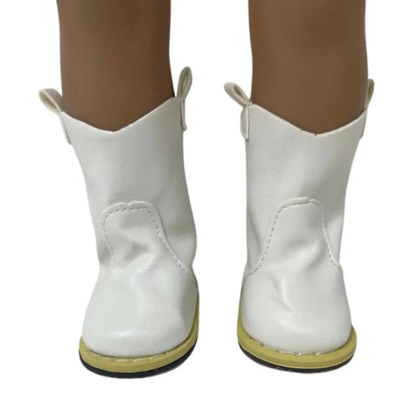 White Western Boots for 18 Inch Dolls | Fits American Girl & Our Generation