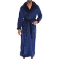 thumbnail image 1 of GFDYREE Men's Warm Fleece Robe with Hood, Plaid Big and Tall Bathrobe, 1 of 7