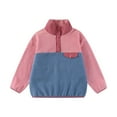thumbnail image 5 of Girls Boys Sweatshirt Half Zip Snap Buttons Pullover Sweatshirt Lightweight Casual Long Sleeve Pullover Fall Clothes Outfits 2025 - Pink,4-5 Years, 5 of 9