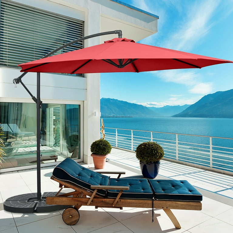 Costway 10 FT Large Patio Offset Umbrella w/8 Ribs, Crank Costway 10 FT Large Patio Offset Umbrella w/8 Ribs, Crank