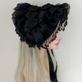 thumbnail image 2 of Slccxzc Sweet Lolita Hat with Tassels and Lace Decor Victorian Hat Self-Tied Headscarf for Tea Party, 2 of 7