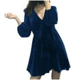 thumbnail image 3 of BangWanChi Casual Dresses for Women Dresses for Women Sexy Dresses for Women Fashion Women Casual Dress V-Neck Long Sleeve Canary Velvet Dress Long Waist Dress, 3 of 6