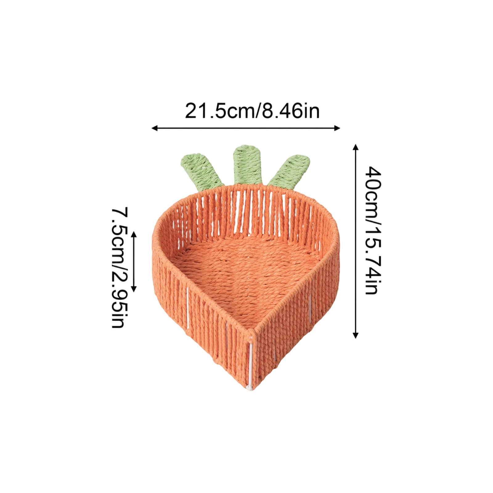 15.74Inch Easter Woven Carrot Basket, Cute Vegetable Carrot Storage Baskets Fruit Snack Candy Storage for Entryway Desktop Home Easter Party Decor