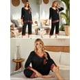 thumbnail image 4 of SHOWMALL Comfy Lounge Sets for Women Black S 3/4 Sleeves V-Neck Tops and Loose Capri Pants Pajama Set, 4 of 9
