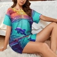 thumbnail image 4 of Fotbe Hawaiian Island Dolphin Conjunto de Pijama Estampado para Mujer, 2 Piezas, Ropa de Dormir con Camiseta de Manga Corta y Shorts Suaves-X-Large, 4 of 6