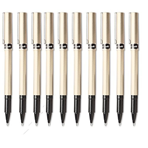 uniball Deluxe Fine Point Roller Ball Pens, 10 Black Ink Pens (60052