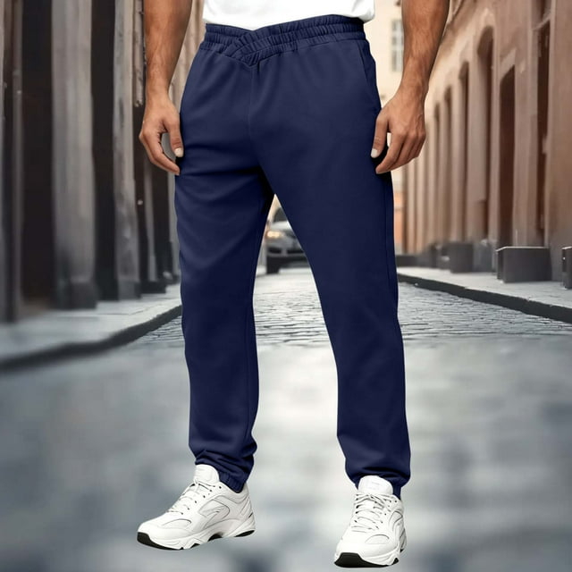 Pisexur Pantalon de Survêtement pour Hommes Mode Taille Élastique Croisée Pantalon de Survêtement pour Hommes Classique Décontracté Joggers pour Hommes Confortable Léger Bas Resserré Pantalon pour Hommes P-2TG Bleu