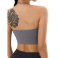 thumbnail image 4 of Spencer Strappy Bra Sports Bras for Women, Halter Neck Backless Padded Impact Strappy Bra Workout Gym Yoga with Removable Cups, Gray, 4 of 9