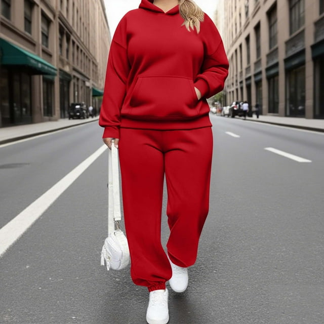UPPADA Plus Size 2 Piece Sets for Curvy Women Dressy Two Piece Sets for Ladies Fall Clothes Oversized Matching Two Piece Sets Red,XXXL