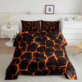 thumbnail image 2 of Lava 3D Print Comforter Set Toddler Size 2 Pcs,Natural Disaster Volcano Eruption Bedding Set,Red Orange Flame Geometric Stones Patchwork Quilt Set for Child Bedroom,Red Black,1 Pillowcase, 2 of 6
