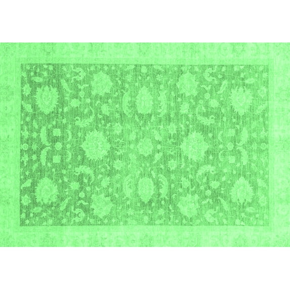 Ahgly Company Indoor Rectangle Oriental Emerald Green Traditional Area Rugs, 2' x 3'