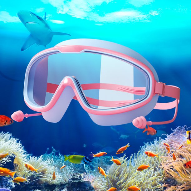 Gafas de natación gafas de natación anti-fog ajustable amplia de natación (azul niños rosa)