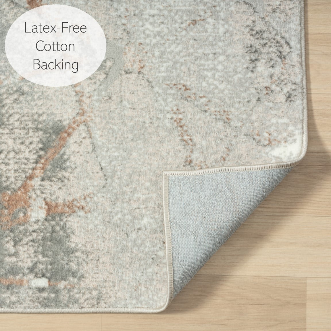 Ox Bay Bethany 2'6" x 8' Beige/Gray Abstract Durable Indoor Area Rug
