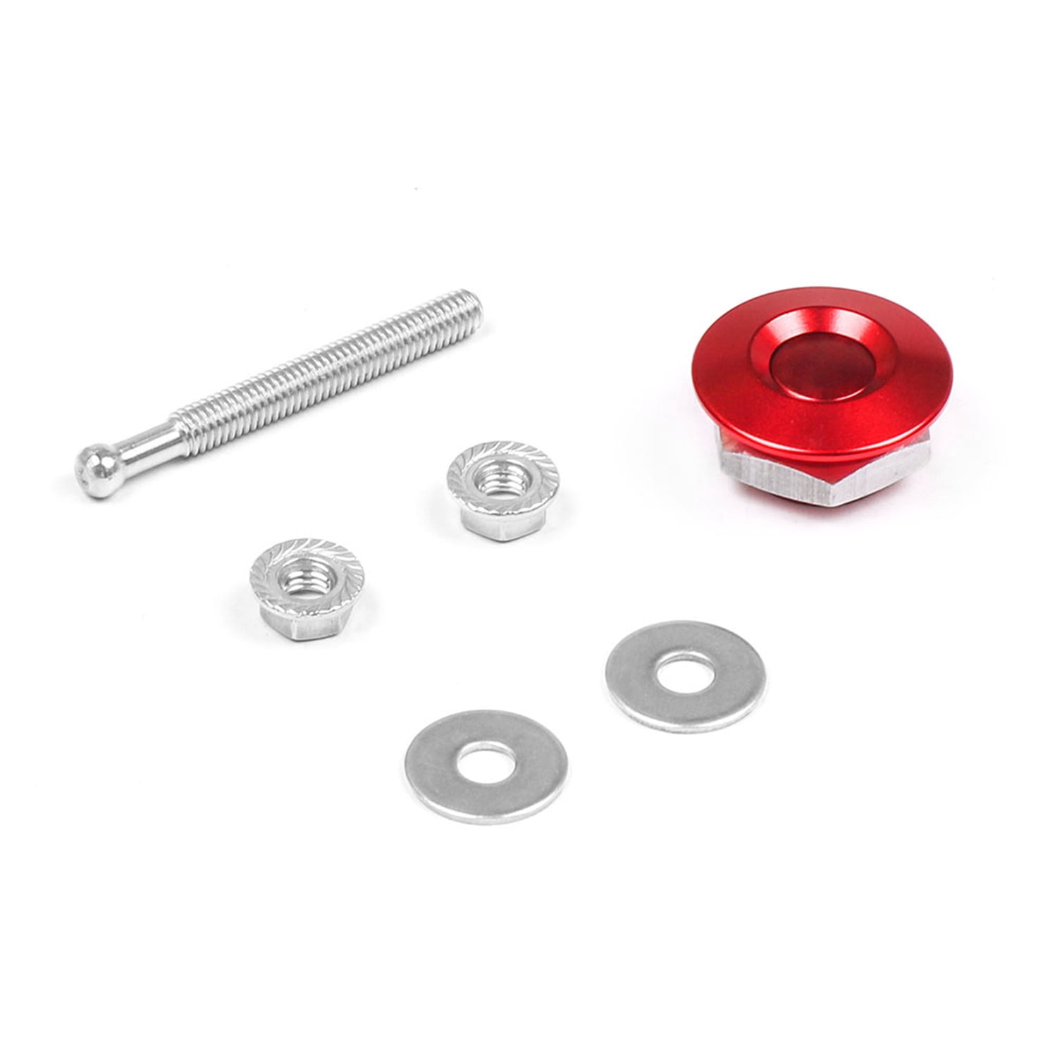 LOUVEROLA 2pcs Push Button Quick Release Hood Pins Bonnet Lock Clip Latch Bumper Universal-Red