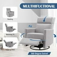 thumbnail image 6 of Swivel Recliner Chair, Modern Upholstered Rocker Nursery Chair with Armrest and Footrest, Glider Rocker for Living Room and Nursery,Gray, 6 of 7