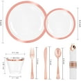thumbnail image 2 of 350PCS Rose Gold Plastic Plates - Clear with Rose Gold Rim for 50Guests Dinnerware - Include 100 Plates disposable 150 PCS Silverware 50 Napkins for Wedding＆Party, 2 of 13