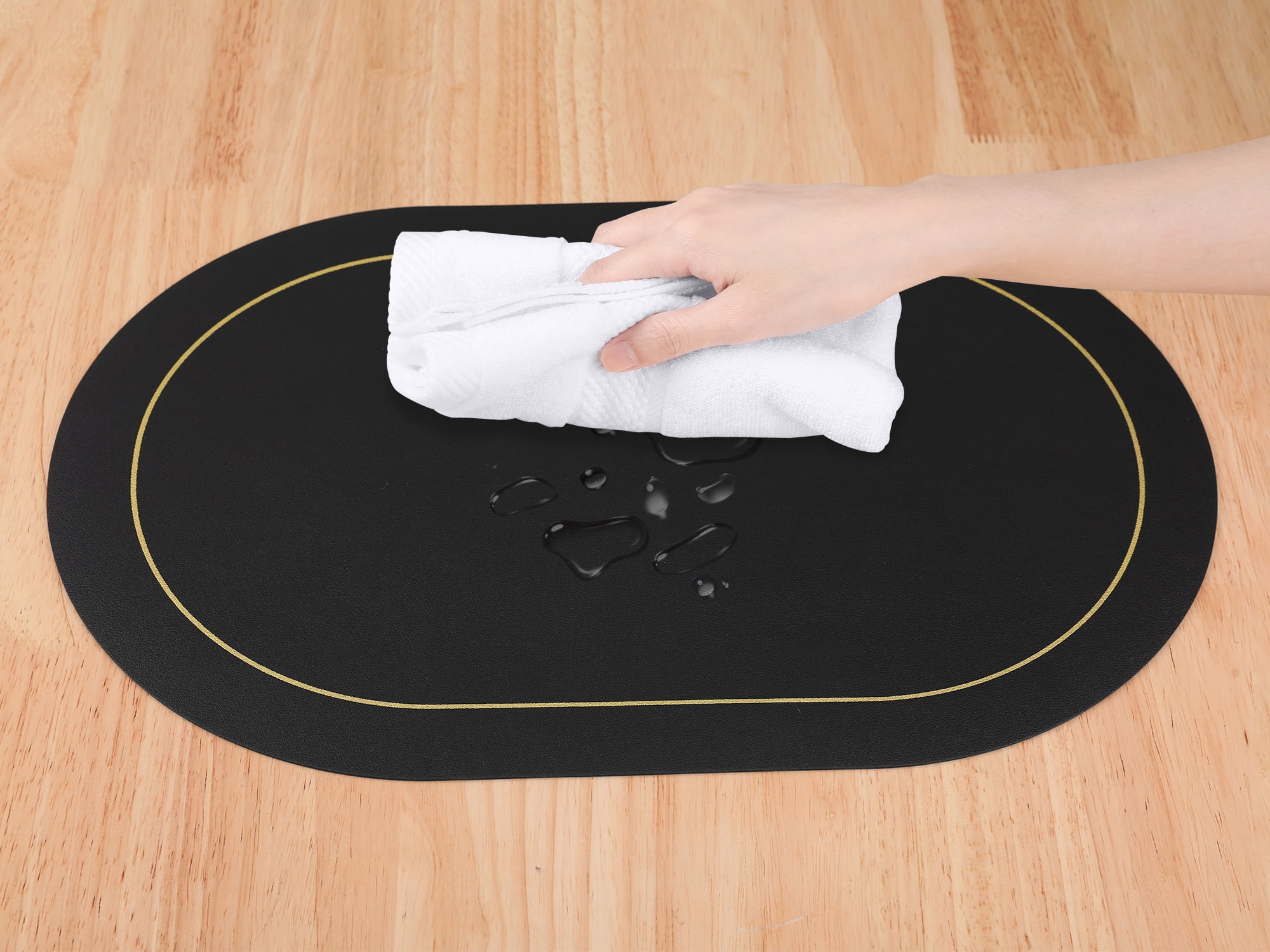 Unique Bargains Set of 6 Faux Leather Placemats Black