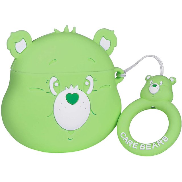 Linda funda para AirPod 2/1, diseño de personajes de dibujos animados, funda Funky Air Pods, silicona suave, animal 3D único para niñas, niños y mujeres, fundas para AirPods 2 y 1 (oso arco iris verde) - Verde - Sailing Electrónica