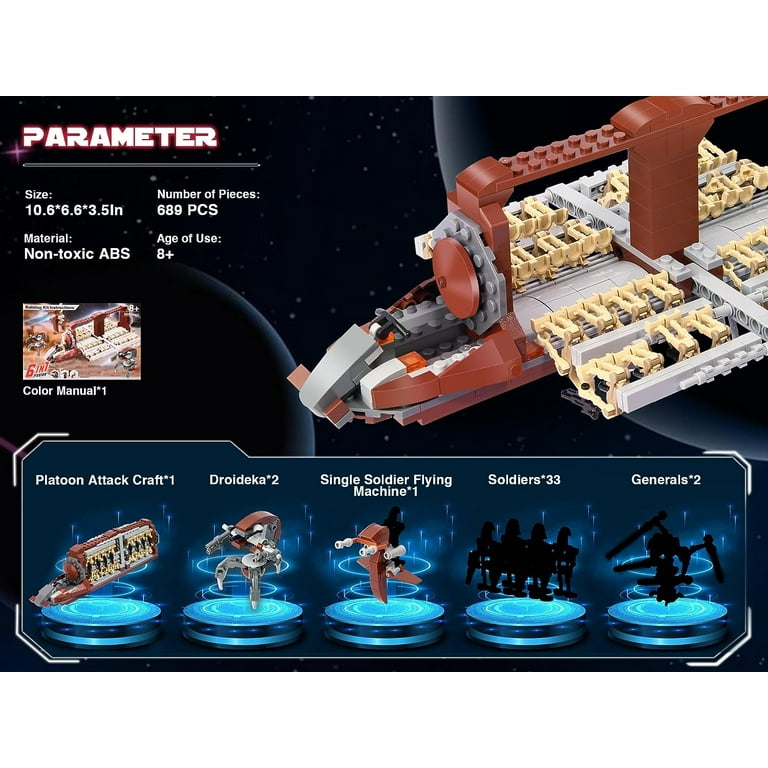 Star Wars Separatist Droid Army Set With Attack Craft, Droideka, STAP and  B1 Battle Droids – Brikzz