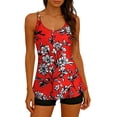 thumbnail image 1 of Tankini de moda para mujer, sin mangas, estampado, bikini, traje de baño push-up, acolchado, blusa, transparente, fruncido, conjuntos de falda, traje de baño de dos piezas para mujer, trajes de baño t, 1 of 8