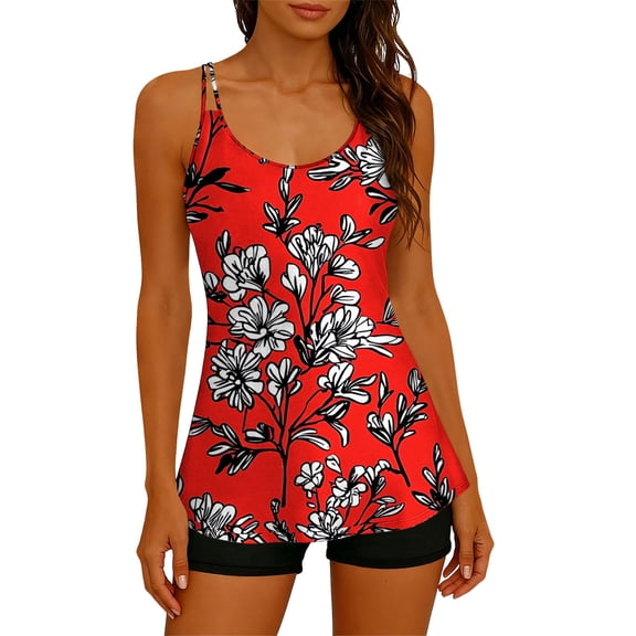 Xucatan Women's Floral Print One Piece Swimsuit Sheer Mesh Ruched Tummy Control Monokini, V Neck Twist Front Full Coverage Swimwear Long Torso Fit Plus Size Summer Cruise Gift