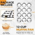 thumbnail image 5 of Walchoice 2 Pcs Muffin Top Pans, 12-Cup Nonstick Metal Muffin Tin for Baking, 11” x 14.6” Regular Size Cupcake Pan Tray for Cookies, Pudding Pan, Hamburger, Egg, 5 of 8