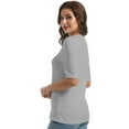 thumbnail image 2 of Women's Short Sleeves T Shirt Casual V Neck Solid Casual Sweatshirt, 2 of 4