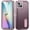 Purple+Pink, variant on Allytech Rugged Case Compatible with iPhone 15 Plus with Hidden Kickstand, [Military Grade Drop Protection] Soft TPU Hard PC Bumper Non-Slip Shockproof Full Protective Case, Orange+Clear