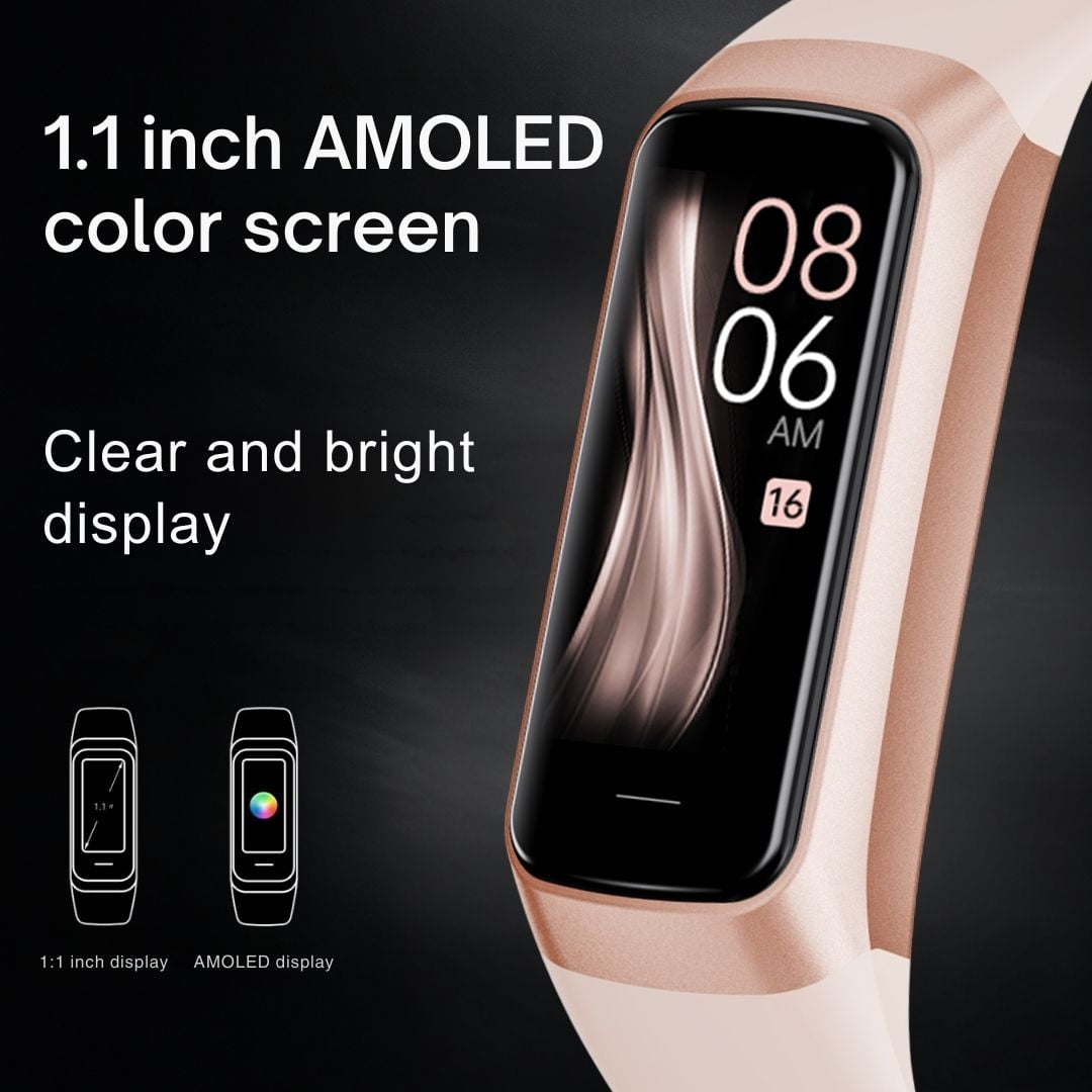 EFFEOKKI Slim Fitness Tracker For Women Men Wrist Watch Amoled Display Screen/25 Sport Modes/Waterproof Pedometer Smart Watch Compatible With Iphone Android Smartphone