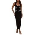 thumbnail image 1 of Faithtur Robe Longue Moulante pour Femmes, Patchwork, Sans Manches, Robe Camisole, Été, Dos Nu, Fente, Robe de Soirée, 1 of 9