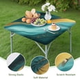 thumbnail image 4 of Teal Gold Marble Pattern Square Fitted Tablecloth with Elastic Edge,Square Table Cover,Washable Elastic Table Cover for Home Kitchen Party Decor 36"x36", 4 of 6