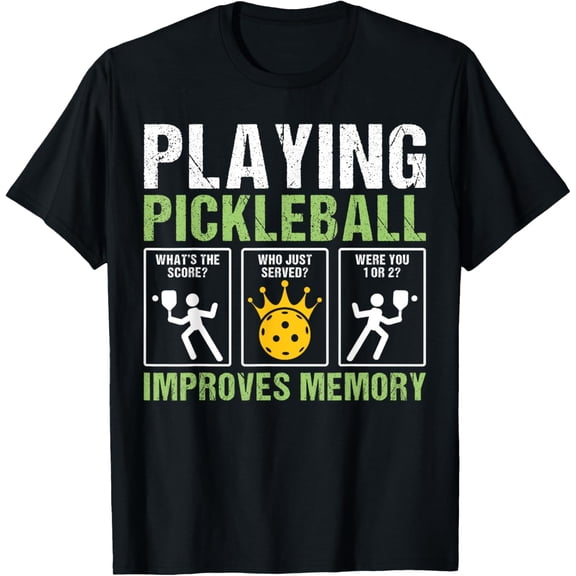 Funny Pickleball T-Shirt Retro Playing Pickleball Improves Memory Graphic Tee for Men and Women Sporty Athlete Humor Apparel