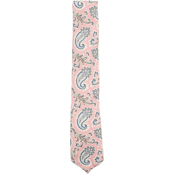 Altea Milano Men's Pink W Blue Paisley Cotton Silk Print Necktie - One Size